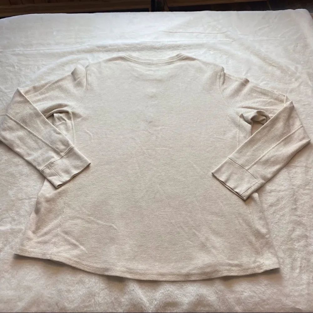 Duluth Trading Company Cream Waffle Knit Henley Shirt - Picture 2 of 7